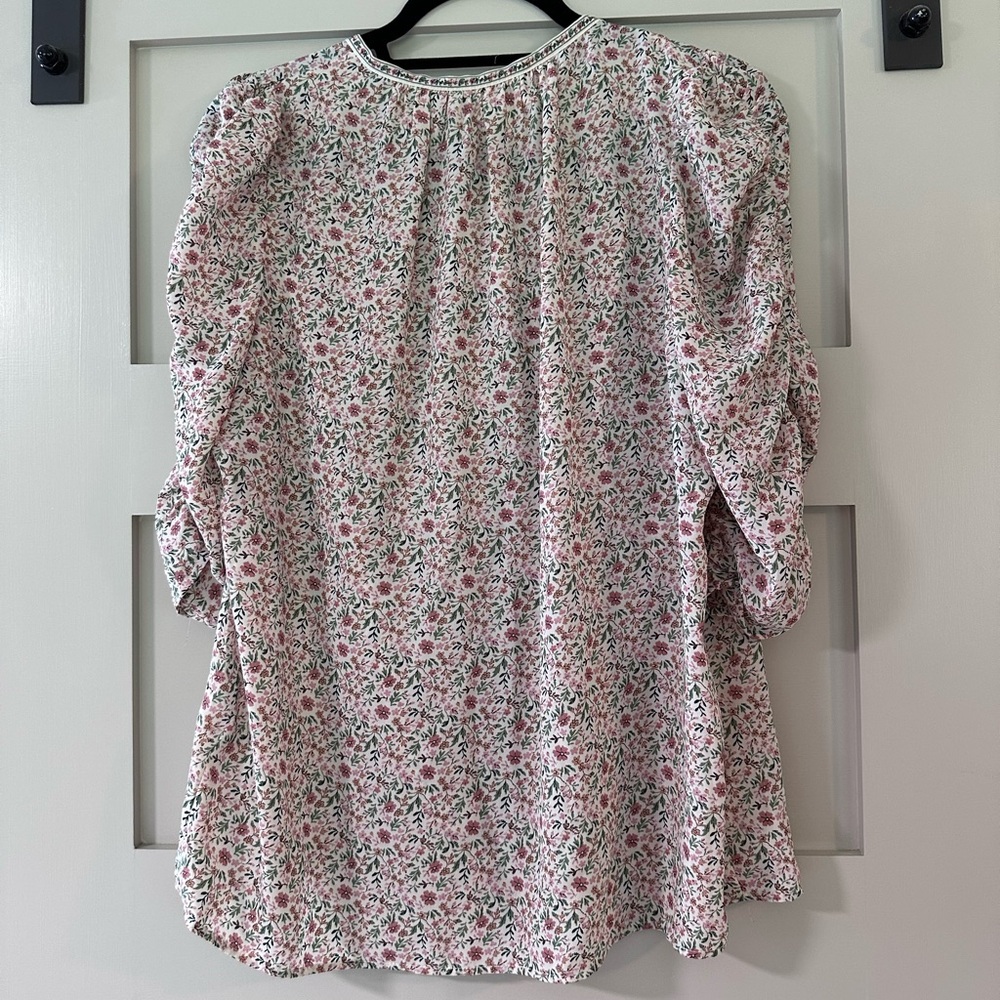 Max Studio Cream Relaxed Ruffled Blouse - Picture 7 of 8